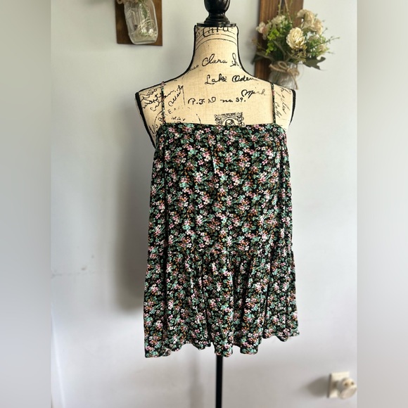 Easel floral print top prairie chic bohemian western adjustable strap - Picture 2 of 10